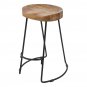 30" Handcrafted Backless Counter Height Barstool, Natural Brown Mango Wood Saddle Seat