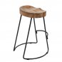 30" Handcrafted Backless Counter Height Barstool, Natural Brown Mango Wood Saddle Seat