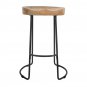 30" Handcrafted Backless Counter Height Barstool, Natural Brown Mango Wood Saddle Seat