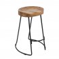 30" Handcrafted Backless Counter Height Barstool, Natural Brown Mango Wood Saddle Seat