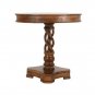 30 Inch Handcrafted Round Mango Wood Dinette, Artisanal Twisted Pedestal Base, Walnut Brown
