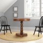 30 Inch Handcrafted Round Mango Wood Dinette, Artisanal Twisted Pedestal Base, Walnut Brown