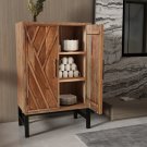 30 Inch Storage Cabinet, Handcrafted Rustic Brown Acacia Wood, Black Iron Legs