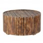 34 Inch Handmade Wooden Round Coffee Table with Plank Design, Burned Brown - UPT-204785
