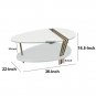 36 Inch Modern Coffee Table, Oval Elliptical Shape, White Mango Wood With Antique Brass