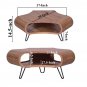 37 Inch Coffee Table, Handcrafted Hexagon Shape with Open Shelf, Brown Acacia Wood, Iron Legs