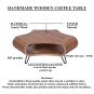 37 Inch Coffee Table, Handcrafted Hexagon Shape with Open Shelf, Brown Acacia Wood, Iron Legs