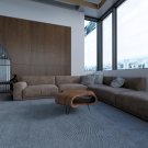 37 Inch Coffee Table, Handcrafted Hexagon Shape with Open Shelf, Brown Acacia Wood, Iron Legs