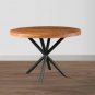 48" Handcrafted Dining Table, Mango Wood Round Top with Iron Crisscrossed Legs, Brown and Black