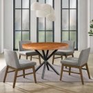 48" Handcrafted Dining Table, Mango Wood Round Top with Iron Crisscrossed Legs, Brown and Black