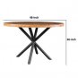 48" Handcrafted Dining Table, Mango Wood Round Top with Iron Crisscrossed Legs, Brown and Black