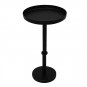 Ara 22 Inch Side End Table, Vintage Sleek Pillar Base, Round Tray Top, Matte Black