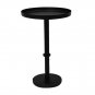 Ara 22 Inch Side End Table, Vintage Sleek Pillar Base, Round Tray Top, Matte Black