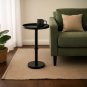 Ara 22 Inch Side End Table, Vintage Sleek Pillar Base, Round Tray Top, Matte Black