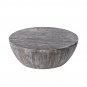 Arthur 36 Inch Farmhouse Style Mango Wood Coffee Table, Round Drum Shape, Sandblasted Black