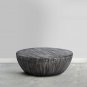 Arthur 36 Inch Farmhouse Style Mango Wood Coffee Table, Round Drum Shape, Sandblasted Black