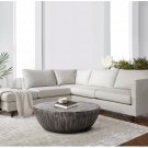 Arthur 36 Inch Farmhouse Style Mango Wood Coffee Table, Round Drum Shape, Sandblasted Black