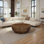 Arthur Coffee Table | 35.5" Round Top | Drum Shaped Sandblasted Walnut Brown Mango Wood