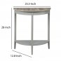 28 Inch Wooden Half Moon Console Table with Bottom Shelf, Gray
