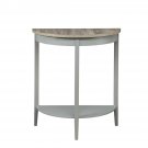 28 Inch Wooden Half Moon Console Table with Bottom Shelf, Gray