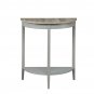 28 Inch Wooden Half Moon Console Table with Bottom Shelf, Gray