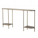 57 Inch Console Table, Oval, Steel Frame, Modern, Bronze Finish
