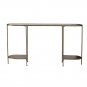 57 Inch Console Table, Oval, Steel Frame, Modern, Bronze Finish