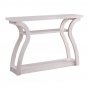 Rectangular Top Wooden Frame Console Table with 2 Bottom Shelves, Off White
