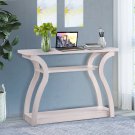 Rectangular Top Wooden Frame Console Table with 2 Bottom Shelves, Off White
