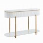 Tyce Sofa Table with Drawer, Shelf, 47 Inch Glossy White, Gold Metal