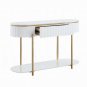 Tyce Sofa Table with Drawer, Shelf, 47 Inch Glossy White, Gold Metal