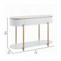 Tyce Sofa Table with Drawer, Shelf, 47 Inch Glossy White, Gold Metal