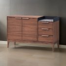 Evis 53 Inch Sideboard Server Console, 2 Cabinets, Stone Top, Walnut Brown