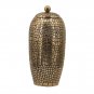 15 Inch Aluminum Urn, Lidded Top, Hammered Texture, Antique Gold Finish - BM302581