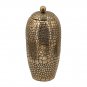15 Inch Aluminum Urn, Lidded Top, Hammered Texture, Antique Gold Finish - BM302581