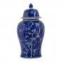18 Inch Porcelain Ginger Jar, Finial Lid and Round Curved, Blue Flowers - BM285950