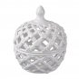 Decorative Ceramic Lidded Jar with Cut Out Texture, Large, White - BM202237