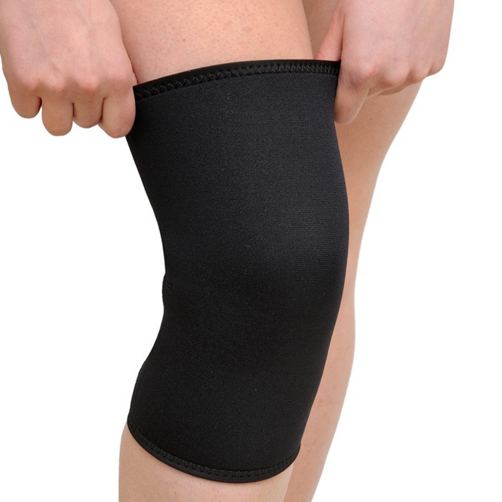 Elastic compression knee bandage with copper threads