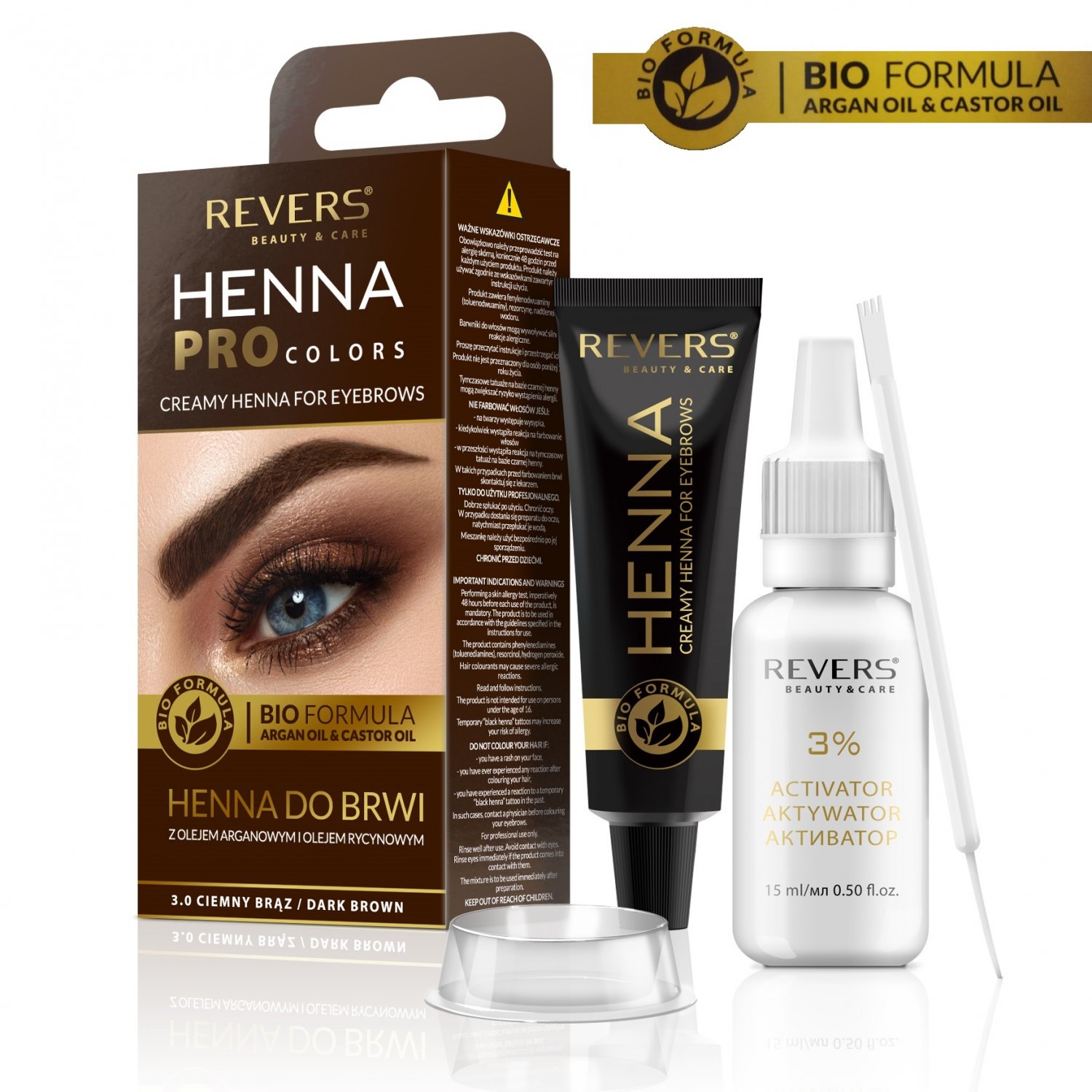 Eyebrow dye Bio Formula Creamy henna with Argan oil & castor oil 3.0 Dark Brown