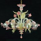 Murano chandelier Ca'Venier ceilling 5 arms pink crystal gold