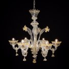 Muranese Imperiale chandelier in Murano glass 6 lights crystal amber
