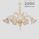 Adone Murano chandelier 8 light crystal gold