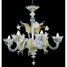 Muranese chandelier in Murano glass 6 lights crystal white and gold