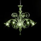 Tintoretto Italian Murano chandelier 5 lights green