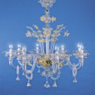 Tronchetto Murano glass chandelier 8 light crystal gold