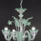 murano chandelier 3 light green and crystal