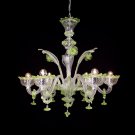 Muranese Imperiale chandelier in Murano glass 6 lights crystal green