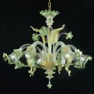 Murano chandelier Ca'Venier ceilling 5 arms green crystal gold