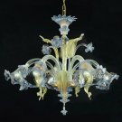 Murano chandelier Ca'Venier ceilling 5 arms blue crystal gold