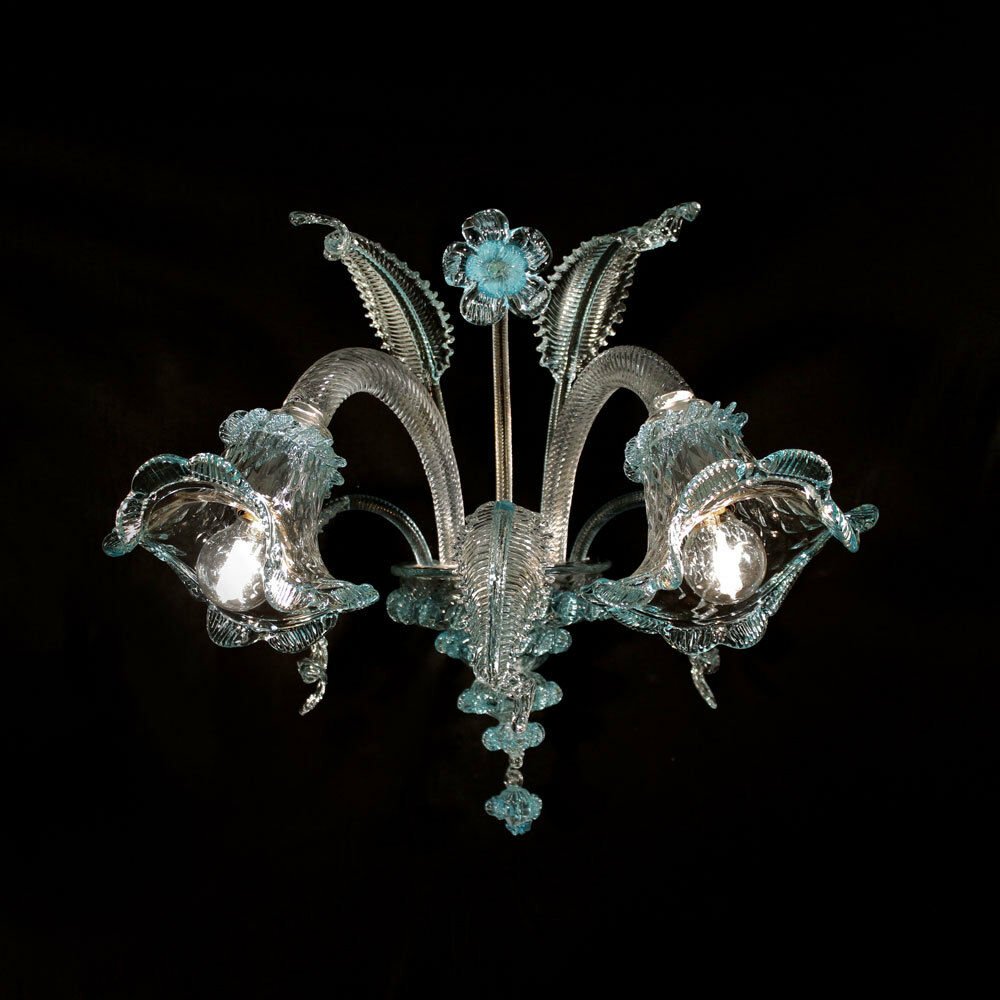 Ca venier original Murano wall lamp 2 lights lights blue and crystal